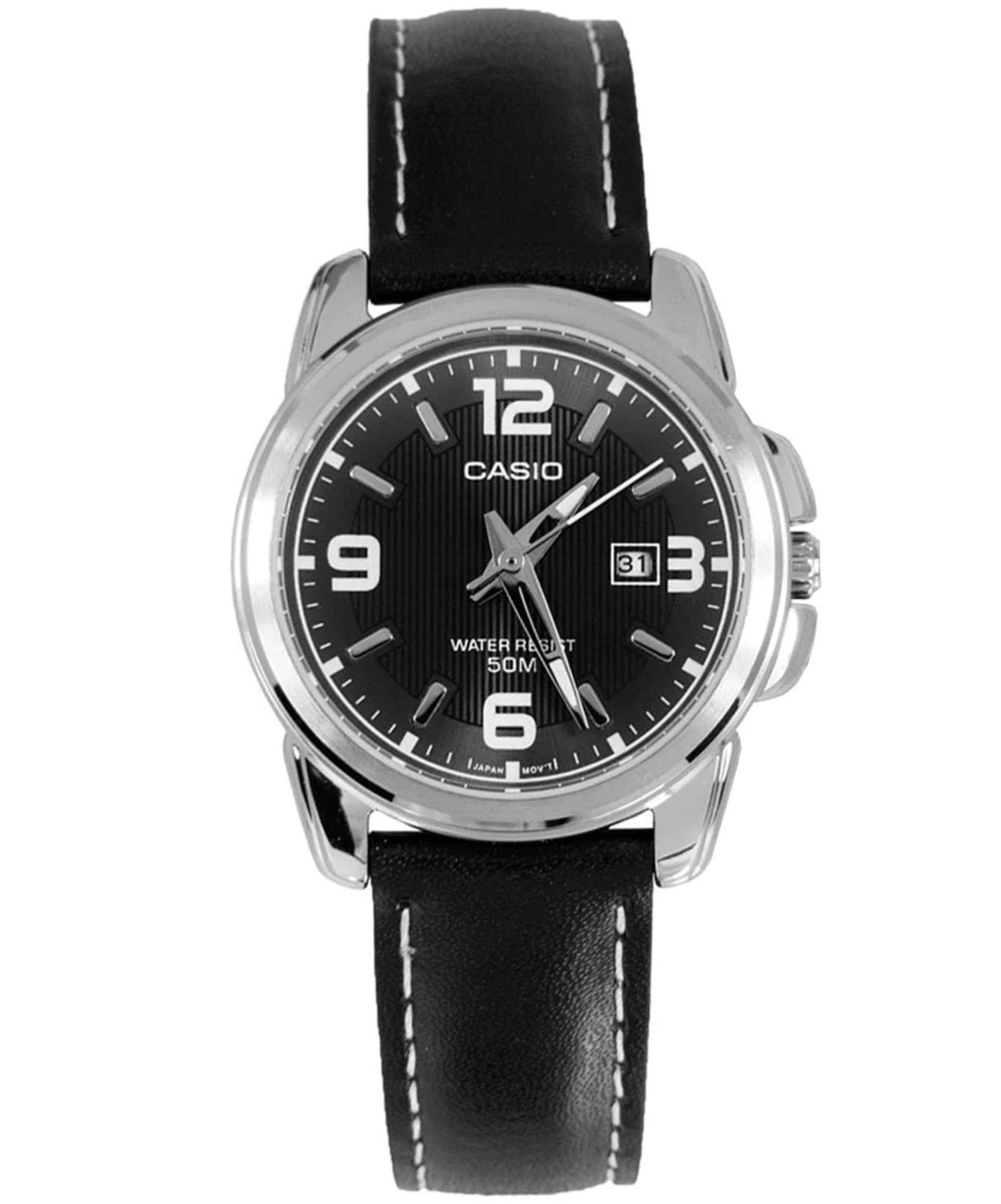 Casio, Women’s Watch Analog, Black Dial Black Leather Band, 1314L-8AVDF