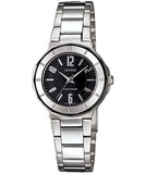 Casio, Women's Watch Fashion Collection Analog, Black Dial Silver Stainless Band, LTP-1367D-1A1DF