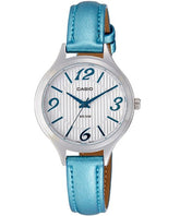 Casio, Women's Watch Fashion Collection Analog, White Dial Blue Leather Band, LTP-1393L-2AVDF
