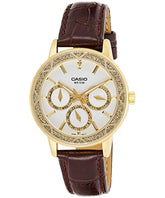 Casio, Women’s Watch Analog, White Dial Brown Leather Band, LTP-2087GL-5AVD