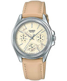 Casio, Women’s Watch Analog, Beige Dial Beige Leather Band, LTP-2088L-9AVDF