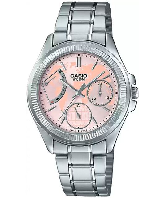 Casio men analog watch, pink dial with comfortable strap, model CS-LTP-2089D-4AVDF, Bahrain