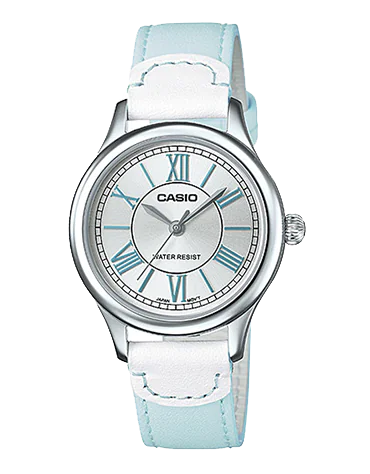 Casio, Women’s Watch Analog, Silver Dial Blue Leather Band, LTP-E113L-2ADF