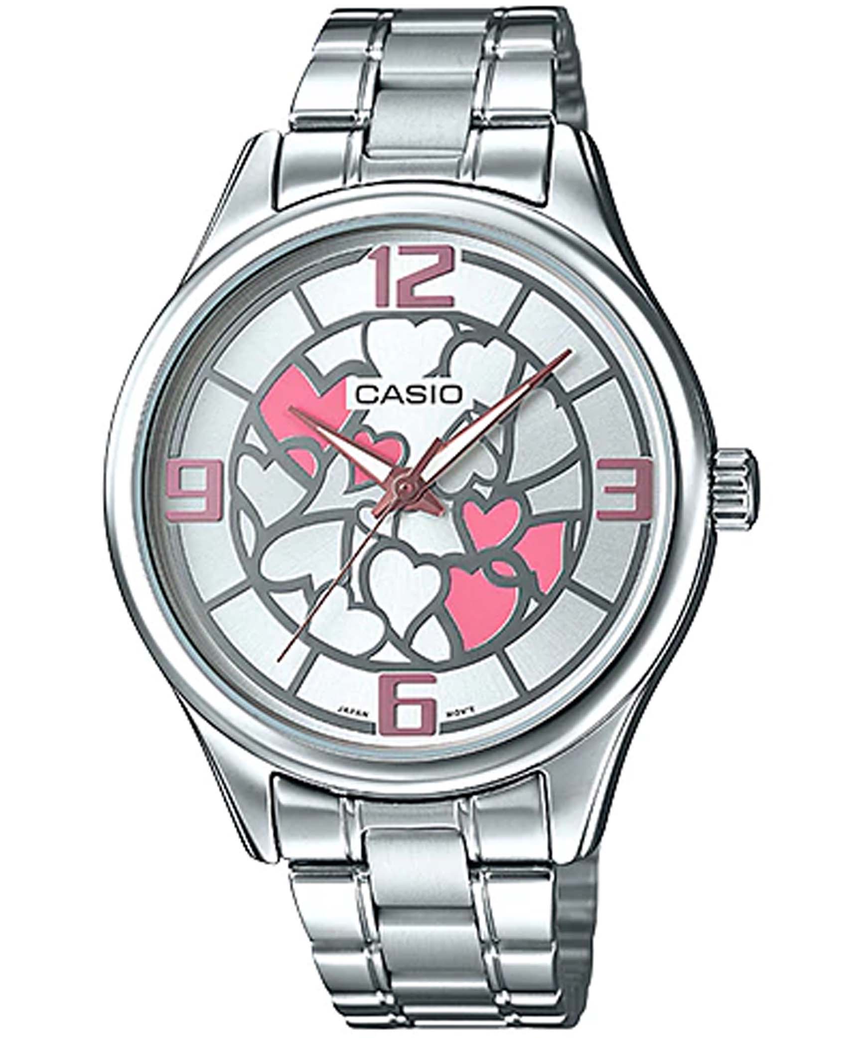 Casio, Women's Watch Fashion Collection Analog, Silver Dial Silver Stainless Band, LTP-1367D-7ADF