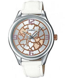 Casio, Women's Watch Fashion Collection Analog, Silver Dial White Leather Band, LTP-E128L-7ADF