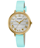 Casio, Women’s Watch Fashion Collection Analog, White Dial Blue Leather Band, LTP-E160GL-2ADF