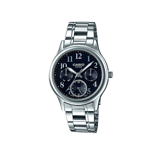 Casio men analog watch, black dial with comfortable strap, model CS-LTP-E306D-1BVDF, Bahrain