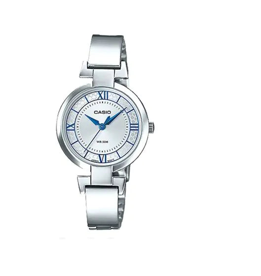 Casio, Women's Watch Fashion Collection Analog, Silver Dial Silver Stainless Steel Band, LTP-E403D-2AVDF
