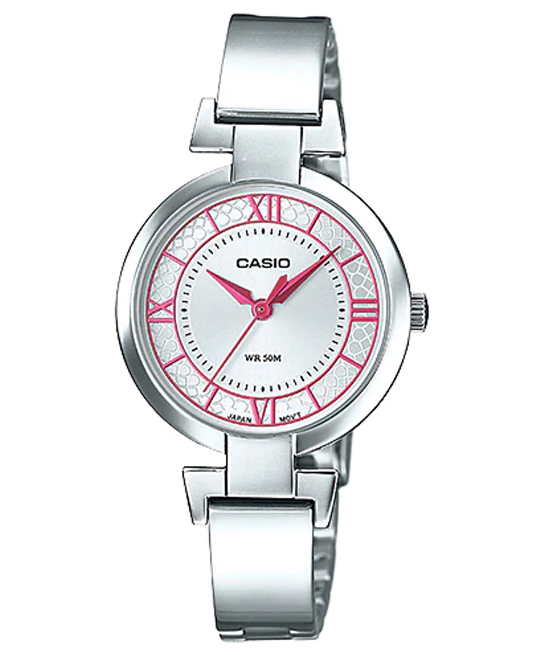 Casio, Women's Watch Fashion Collection Analog, Silver Dial Silver Stainless Band, LTP-E403D-4AVDF