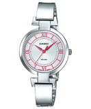 Casio, Women's Watch Fashion Collection Analog, Silver Dial Silver Stainless Band, LTP-E403D-4AVDF