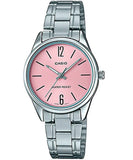 Casio, Women’s Watch Analog, Pink Dial Silver Stainless Band, LTP-V005D-4BUDF