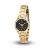 Casio Women's Watch Analog, Black Dial Gold Stainless Steel Strap, LTP-V005G-1BUDF