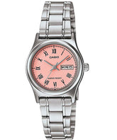 Casio, Women’s Watch Analog, Pink Dial Silver Stainless Band, LTP-V006D-4BUDF