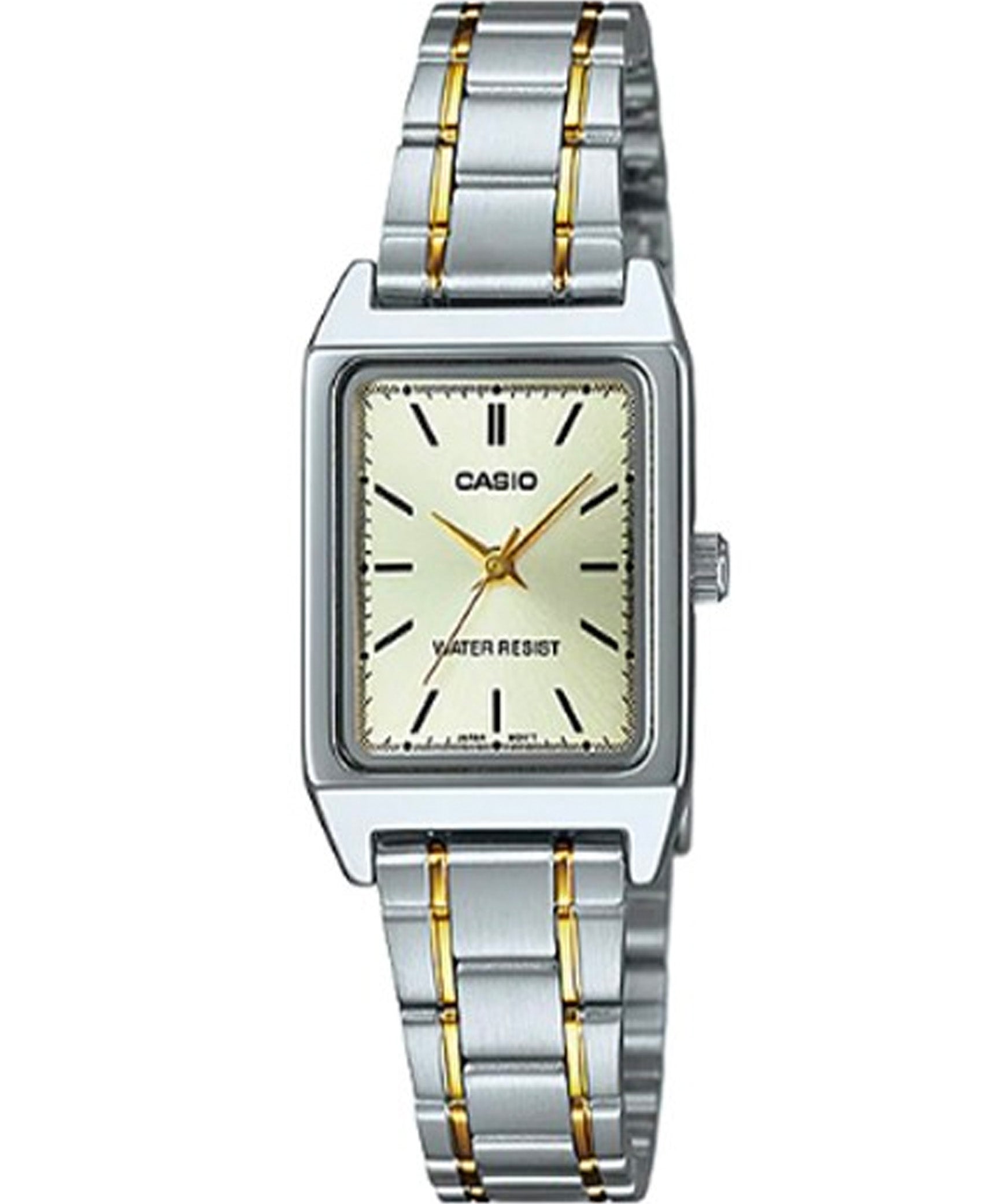 Casio, Women’s Watch Analog, Silver Dial Silver & Gold Stainless Band, LTP-V007SG-9EUDF
