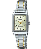 Casio, Women’s Watch Analog, Silver Dial Silver & Gold Stainless Band, LTP-V007SG-9EUDF