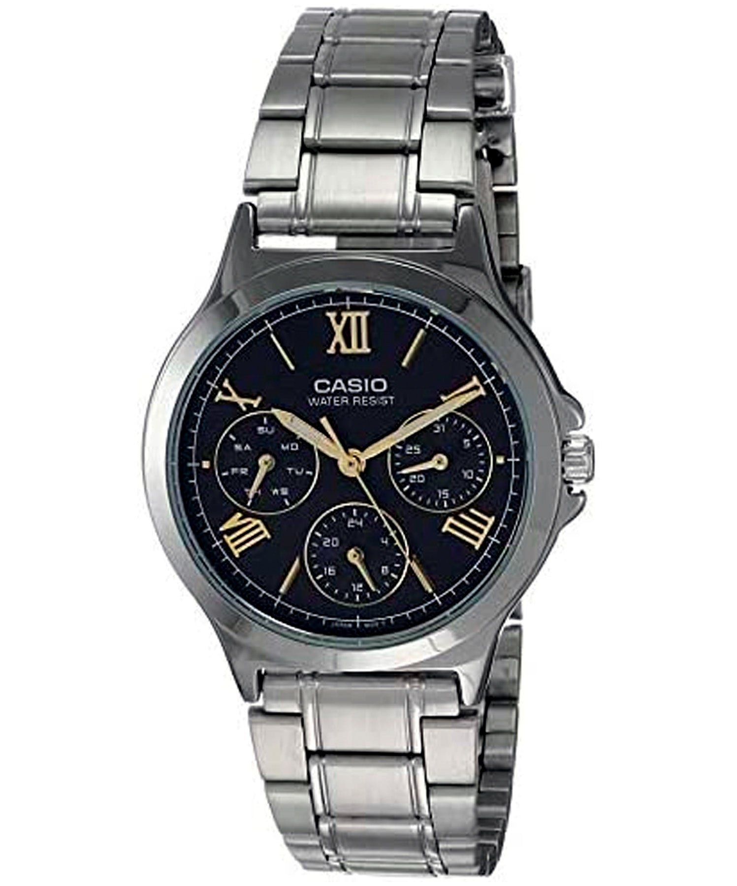 Casio, Women’s Watch Analog, Black Dial Silver Stainless Band, LTP-V300D-1A2UDF