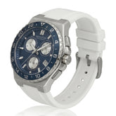 Quantum Men's Chronograph Watch Dark Blue Dial White Silicone Band, PWG1147.393