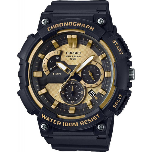 Casio men analog watch, gold dial with comfortable strap, model CS-MCW-200H-9AVDF, Bahrain