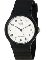 Casio, Men’s Watch Analog, White Dial Black Resin Band, MQ-24-7BLDF
