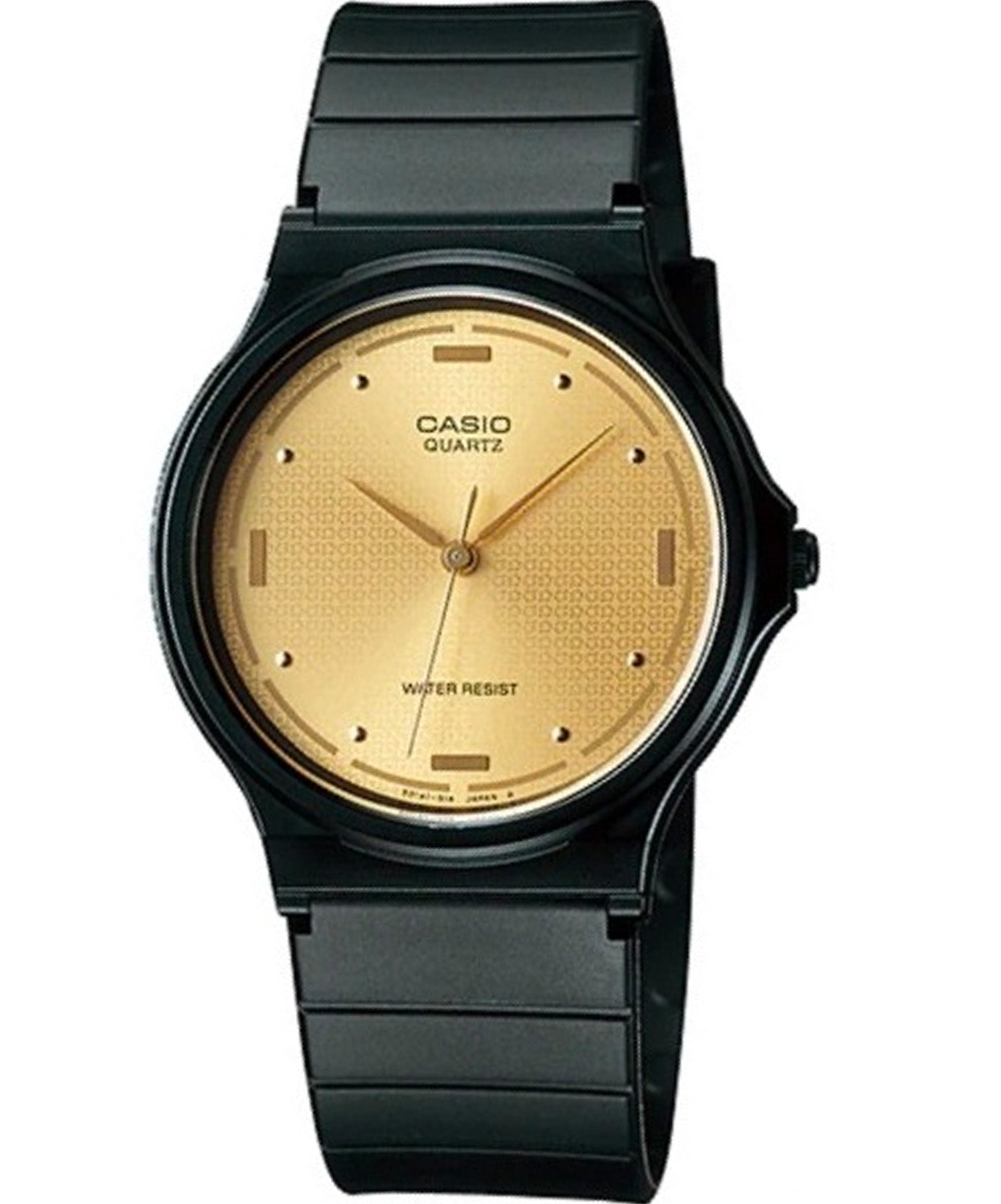 Casio, Men’s Watch Analog, Gold Dial Black Resin Band, MQ-76-9ALDF