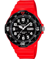 Casio, Men’s Watch Analog, Black Dial Red Resin Band,MRW-200HC-4BVDF