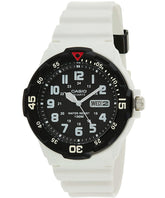 Casio, Men’s Watch Analog, Black Dial White Resin Band, MRW-200HC-7BVDF
