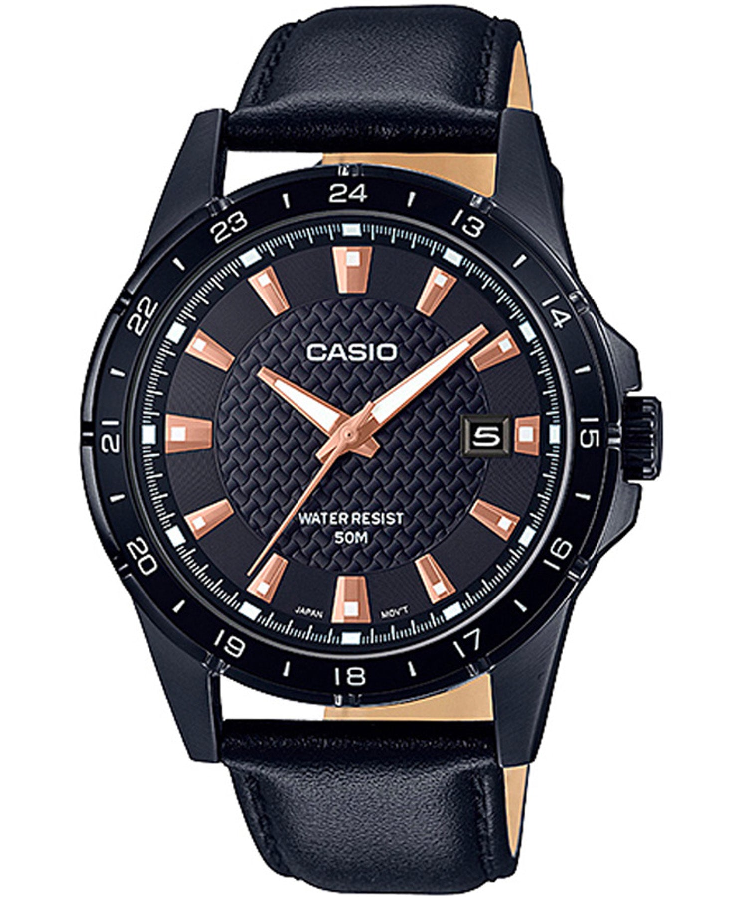 Casio, Men’s Watch Analog, Black Dial Black Leather Band, MTP-1290BL-1A2V