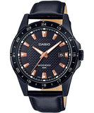 Casio, Men’s Watch Analog, Black Dial Black Leather Band, MTP-1290BL-1A2V