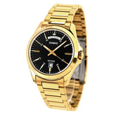 Casio Men's Watch Analog Black Dial With Gold Stainless Steel Band, MTP-1370G-1AVDF
