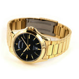 Casio Men's Watch Analog Black Dial With Gold Stainless Steel Band, MTP-1370G-1AVDF