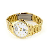 Casio Men's Watch Analog White Dial With Gold Stainless Steel Band, MTP-1381GD-7AVDF