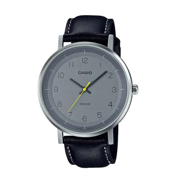 Casio, Men's Watch Analog, Grey Dial Black Leather Band, MTP-E139L-8BVDF