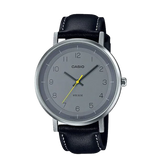 Casio, Men's Watch Analog, Grey Dial Black Leather Band, MTP-E139L-8BVDF