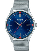 Casio, Men's Watch Analog, Blue Dial Silver Stainless Steel Mesh Band, MTP-E710M-2A