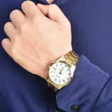 Casio Men's Watch Analog, White Dial Gold Stainless Steel Strap, MTP-V004G-7BUDF