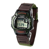Casio Women's Watch Digital Dial with Brown Leather and Fabric Strap, W-220HF-3AVDF