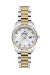 Beverly Hills Polo Club Women's Watch Analog White Dial with Silver Gold Stainless Steel Band, BP3596X.230