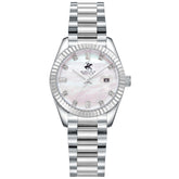 Beverly Hills Polo Club Women's Watch Analog Mother of Pearl Dial with Silver Stainless Steel Band, BP3801X.320