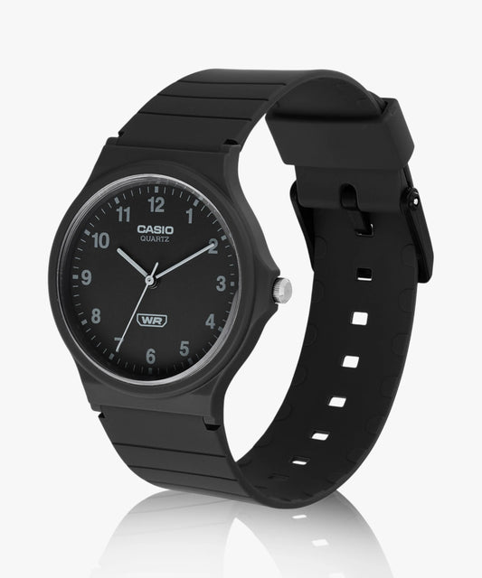 Casio Men's Watch Analog, Black Dial Black Resin Strap, MQ-24-1B3LDF