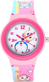 Zoop By Titan Kid's Doraemon Watch Analog White Dial With Pink PU Strap, 26013PP03