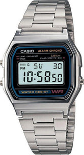 Casio Unisex Watch Vintage Collection Digital, Black Dial Silver Stainless Steel Strap, A158WA-1DF product image