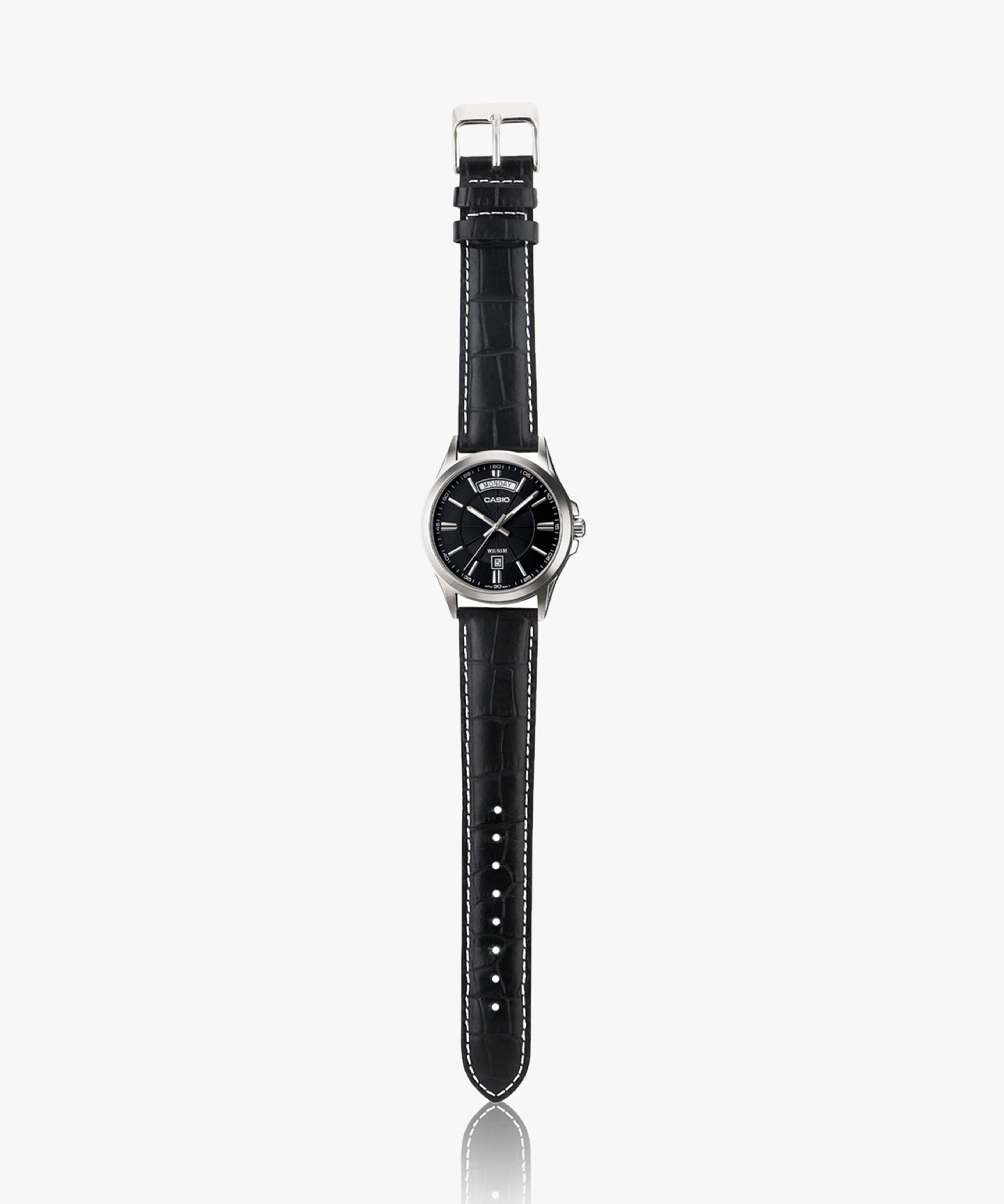 Casio Men's Watch Analog, Black Dial Black Leather Strap, MTP-1381L-1AVDF product image