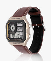 Casio Men's Watch Analog Digital Dial with Brown Leather Strap, AE-1200WHL-5AVDF product image