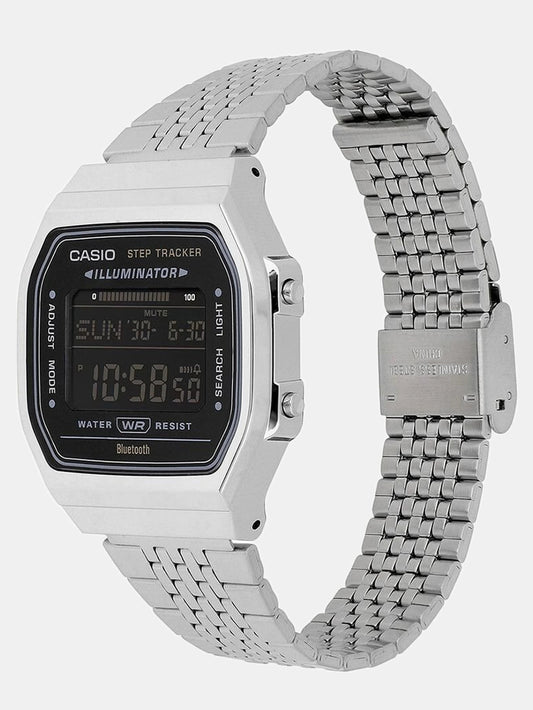 Casio Vintage Men's Bluetooth Watch Digital Dial with Silver Stainless Steel Band, ABL-100WE-1BDF