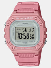 Casio Women Watch Digital, Silver Dial Pink Resin Strap, W-218HC-4AVDF