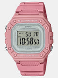 Casio Women Watch Digital, Silver Dial Pink Resin Strap, W-218HC-4AVDF