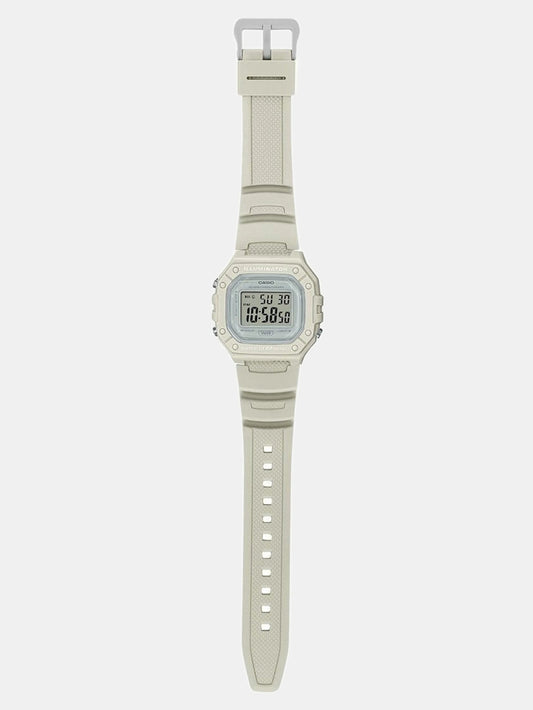 Casio Unisex Watch Digital, Beige Dial Beige Resin Strap, W-218HC-8AVDF