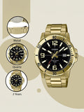 Casio Men's Watch, Black Dial Gold Stainless Steel Strap,MTP-VD01G-1BVUD