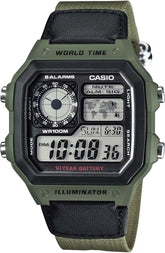 Casio Men's Watch Digital, Green Dial Green Fabric Strap, AE-1200WHB-3BVD product image