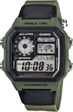 Casio Men's Watch Digital, Green Dial Green Fabric Strap, AE-1200WHB-3BVD product image